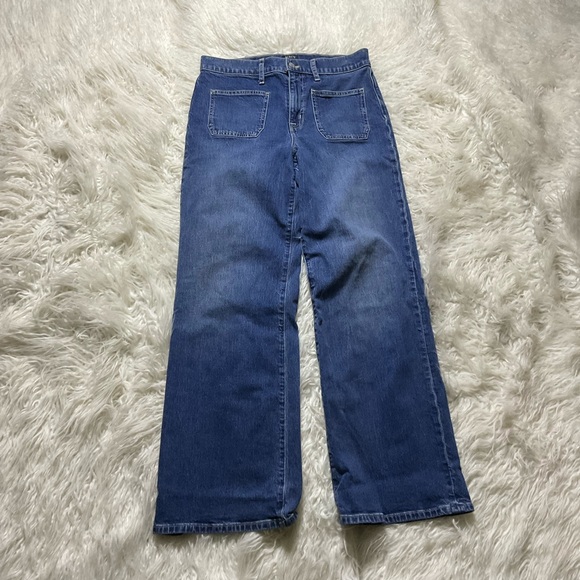 J Crew Wide-leg patch-pocket full-length jean in Navy Inlet Wash - Picture 2 of 5